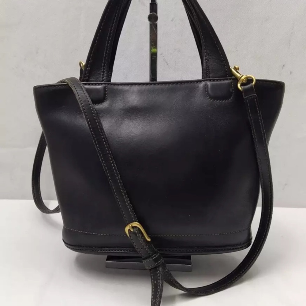 Coach Bleecker Small Basket Black Leather Double Handle Tote Bag -  Vintage 9301
